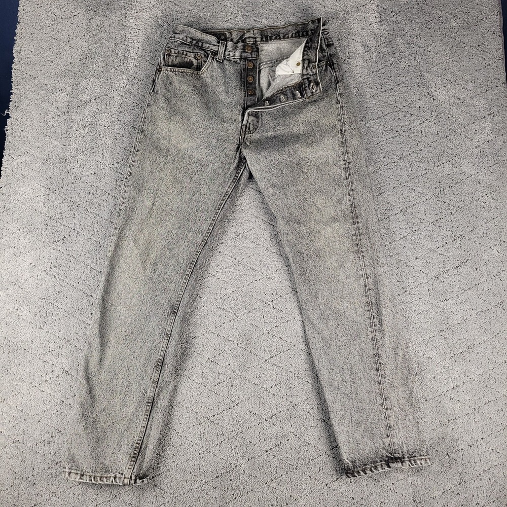 Vintage Levis 501 Jeans Mens 33x30 Gray Acid Wash Button Fly Made In USA Denim
